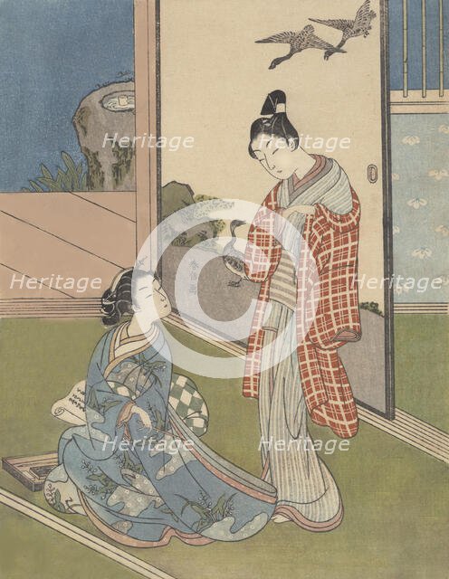 A Girl Writing a Letter, 18th century., 18th century. Creator: Suzuki Harunobu.