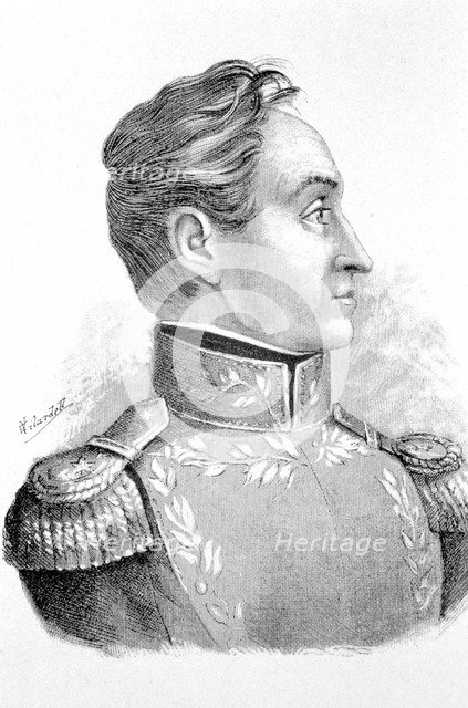 Simon Bolivar 'The Liberator' (1783-1830), military and American independence hero.