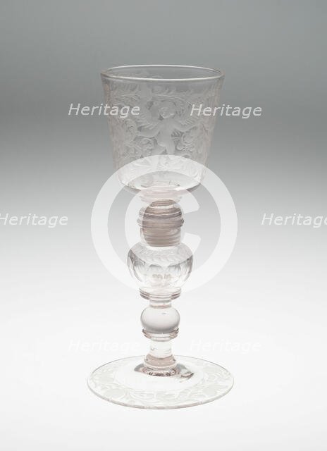 Gaming Goblet with Glass Dice, Bohemia, Late 17th century. Creator: Unknown.