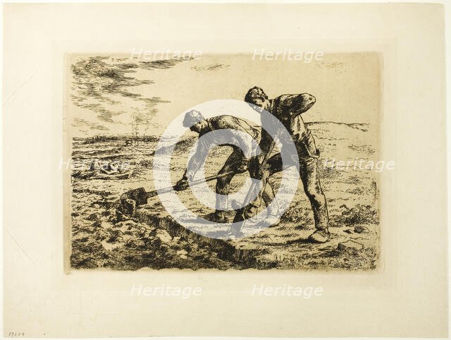 Two Men Digging, 1855–56. Creator: Jean Francois Millet.