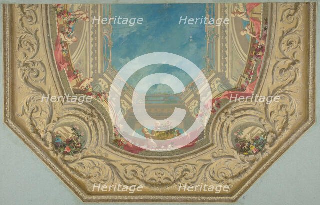 Design for Octagonal Ceiling in the Pless House, Berlin, second half 19th century. Creators: Jules-Edmond-Charles Lachaise, Eugène-Pierre Gourdet.