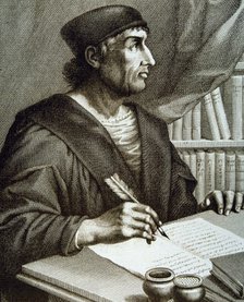 Antonio de Nebrija (1444-1522), Spanish humanist and grammarian, engraving in the collection 'Ill…