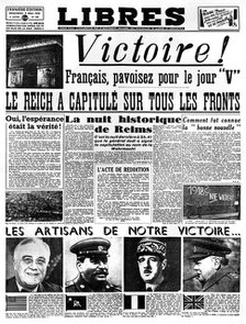 Victory!, front page of Libres newspaper, 9 May 1945. Artist: Unknown