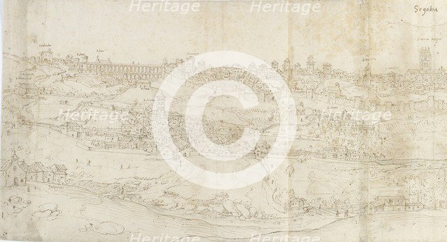 Panoramic View of Segovia from the East, c1560-1570. Artist: Anthonis van den Wyngaerde.