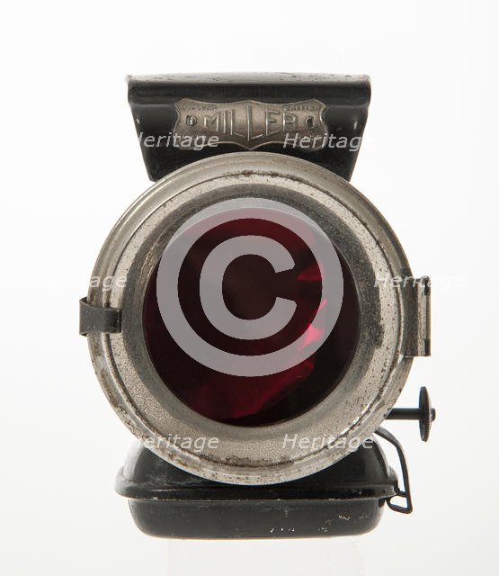 Miller oil rear lamp circa 1906. Creator: Unknown.