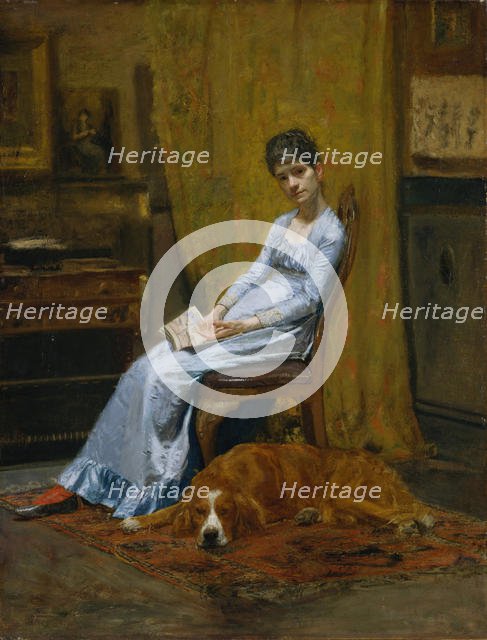The Artist's Wife and His Setter Dog, ca. 1884-89. Creator: Thomas Eakins.