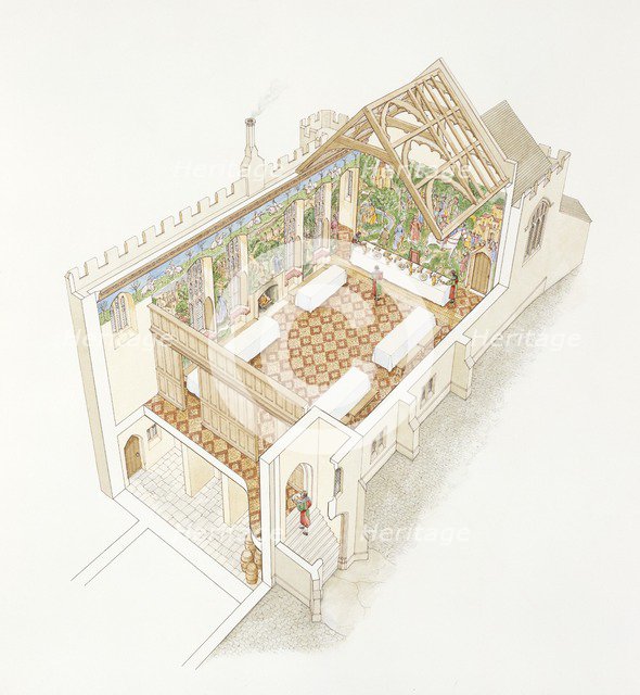 Great hall of Farleigh Hungerford Castle, Somerset, 15th century (2005-2006). Artist: Stephen Conlin.