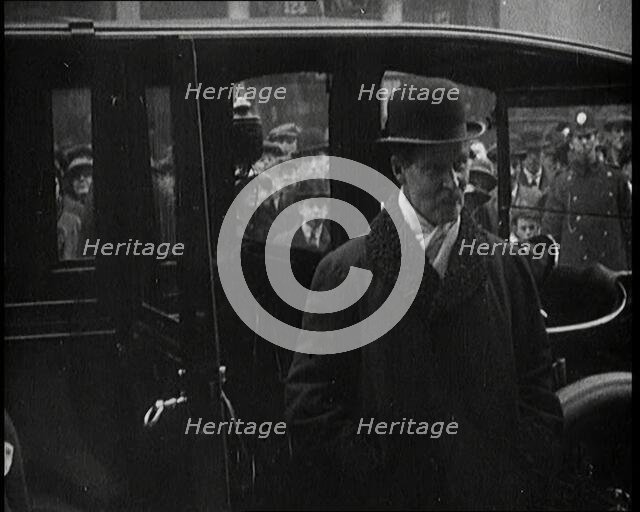 British Member of Parliament Andrew Bonar Law Posing for Photographs in Front of His Car, 1922. Creator: British Pathe Ltd.