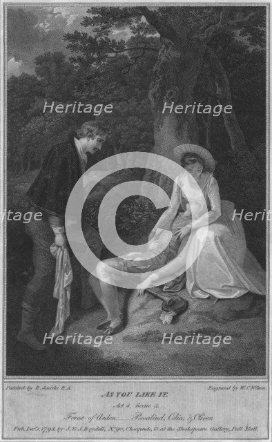 'As You Like It. Act 4. Scene 3. Forest of Arden, - Rosalind, Celia & Oliver', 1798.  Artist: WC Wilson.