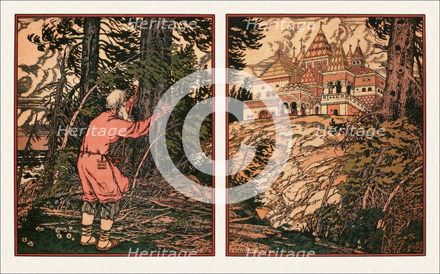 Illustration to the The Tale of the Fisherman and the Fish, 1933. Artist: Bilibin, Ivan Yakovlevich (1876-1942)