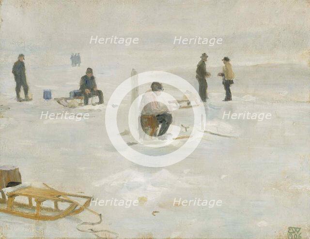 Winter Fishing, 1906. Creator: Erik Werenskiold.