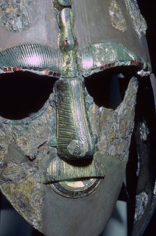 Detail of the Sutton Hoo Helmet from the ship burial. Artist: Unknown