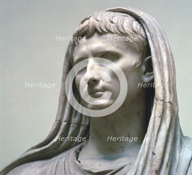 Marble statue of the Emperor Augustus as Pontifex Maximus, 1st century BC. Artist: Unknown