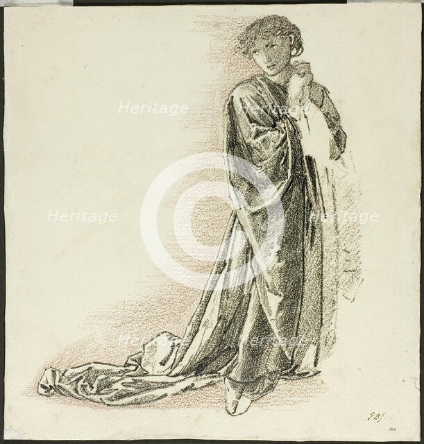 Kneeling Draped Figure, c. 1865-70. Creator: Sir Edward Coley Burne-Jones.