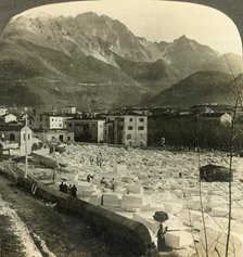 'Marble blocks for the finest sculptures at Carrara, Italy', c1909. Creator: Unknown.