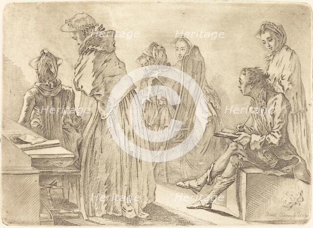 Party with Six Ladies and the Artist, 1758. Creator: Daniel Nikolaus Chodowiecki.