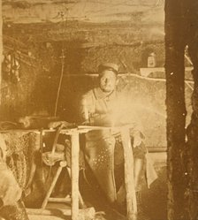 French soldier underground, c1914-c1918. Artist: Unknown.