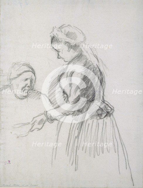 Study of the artist's mother with her maid, 1880-1885.
