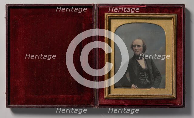 [Middle-aged Man with Glasses Holding Pocket Watch], 1844-59. Creator: Antoine Francois Jean Claudet.