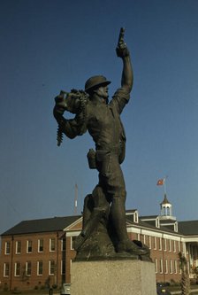 Marine statue at Parris Island, S.C. Statue called "Iron Mike" by recruits. , 1942. Creator: Alfred T Palmer.