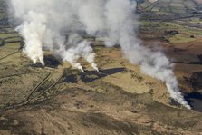 Bracken or gorse burning, known as swaling, on Dartmoor, Devon, 2025. Creator: Damian Grady.