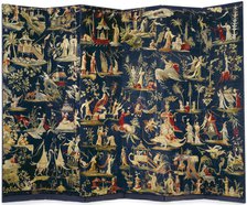 A pair of Brussels Chinoiserie tapestry-covered six-fold screens, ca 1712.