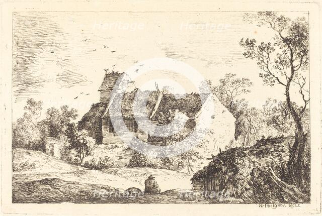 House with a Dovecote in a Rolling Landscape, c. 1770. Creator: Nicolas Perignon.
