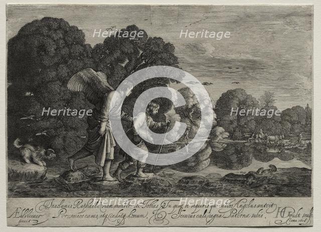 Tobias and the Angel (small plate). Creator: Hendrik Goudt (Dutch, 1585-1630).