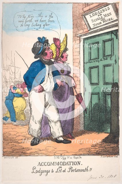 Accommodation, or Lodgings to Let at Portsmouth!!, June 30, 1808., June 30, 1808. Creator: Thomas Rowlandson.