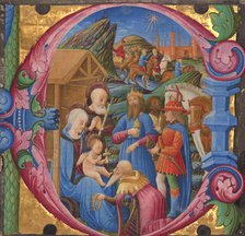 The Adoration of the Magi: cutting from a choir book, 1470s. Creator: Franco dei Russi.