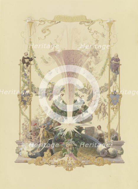 The four main drinks: Champagne, 1853. Creator: Adolf Schroedter.