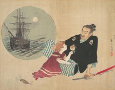 Black Ship, (Kurofune), illustration from Bugei Kurabu (Literary Club). Creator: Tomioka Eisen.