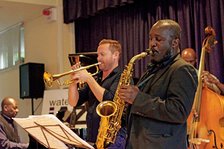 Tony Kofi and Quentin Collins, Watermill Jazz Club, Dorking, Surrey, 2015.  Artist: Brian O'Connor.