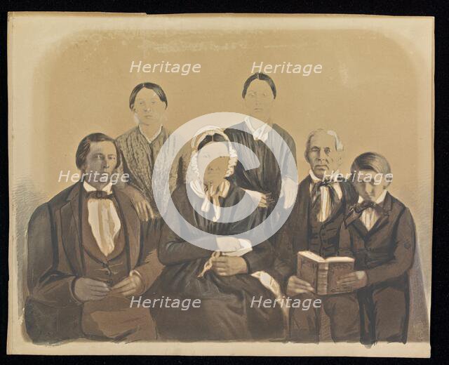 Group portrait of the Pratt family and Uriah King, 1848. Creator: Unknown.