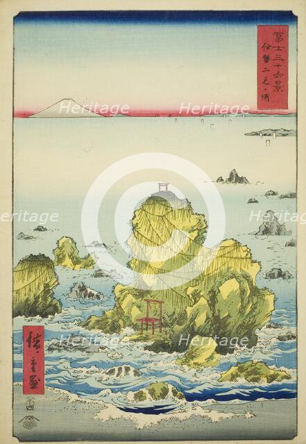 Futami Bay in Ise Province (Ise Futamigaura), from the series "Thirty-six Views of Mount..., 1858. Creator: Ando Hiroshige.