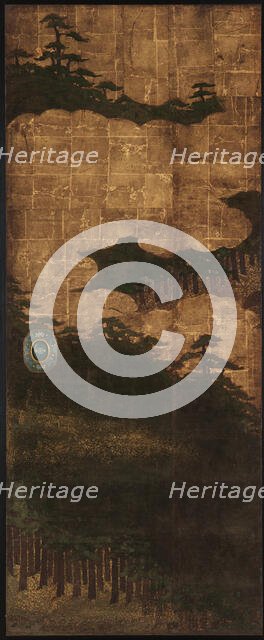 Pine trees, water and clouds, Edo period, 17th century. Creator: Unknown.