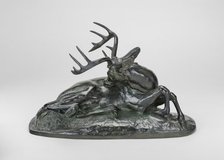 Virginia Deer Reclining, model 1837, cast by 1873. Creator: Antoine-Louis Barye.