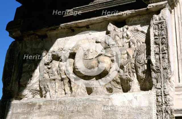The Emperor Titus leading his troops, wall relief, Rome. Artist: Unknown