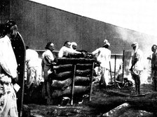 Scenes in Plague-Stricken Bombay: performing the final ceremonies at a high-caste funeral..., 1898. Creator: Gysi.