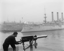 Machine gun at Brooklyn Navy Yard, between 1890 and 1901. Creator: Unknown.