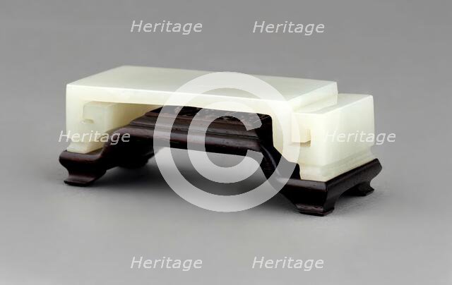 Wrist rest with wood stand. Creator: Unknown.