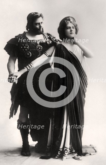 Oscar Asche and Lily Brayton in a scene from The Virgin Goddess, early 20th century.Artist: Rita Martin