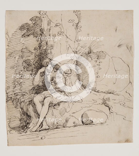 Young Person Seated by a Tree, 1777. Creator: John Hamilton Mortimer.