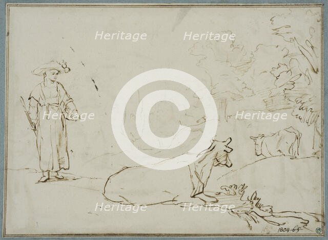 Peasant woman with two cows, 17th century. Creator: Rembrandt Harmensz van Rijn.