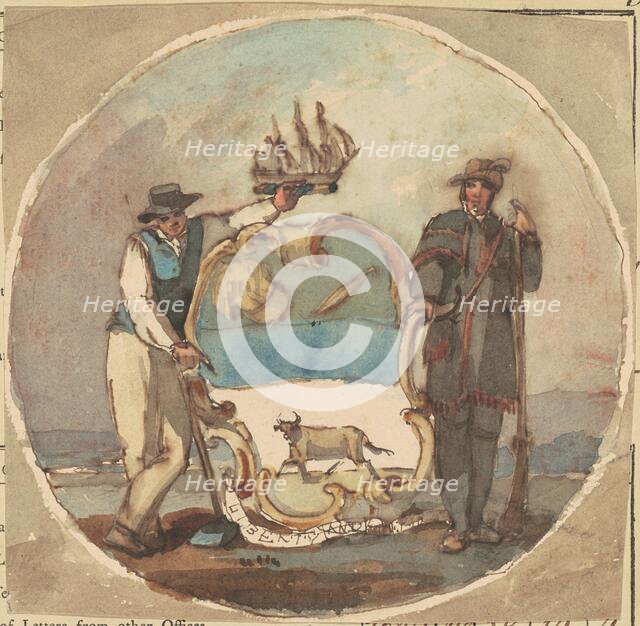 Study for "The Great Seal of the State of Delaware", c. 1847. Creator: Thomas Sully.