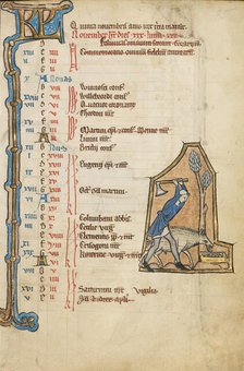 November Calendar Page; Gathering Acorns for Pigs; Psalter, mid-1200s. Creator: Unknown.