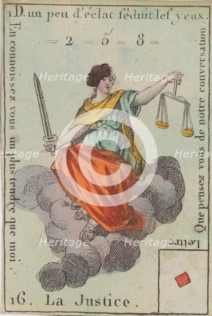 La Justice from Playing Cards (for Quartets) 'Costumes des Peuples Étrangers', 1700-1799. Creator: Anon.