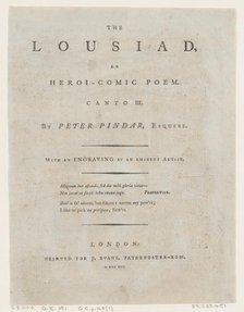 The Lousiad by Peter Pindar, Frontispiece, 1787., 1787. Creator: Thomas Rowlandson.