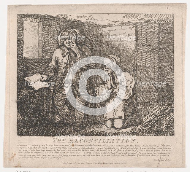 The Reconciliation (Picturesque Beauties of Boswell, Part the Second), June 20, 1786., June 20, 1786 Creator: Thomas Rowlandson.