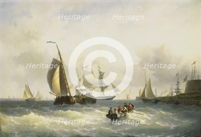 Anchorage at Bremerhaven, 1868. Creator: Willem Gruyter Jr.